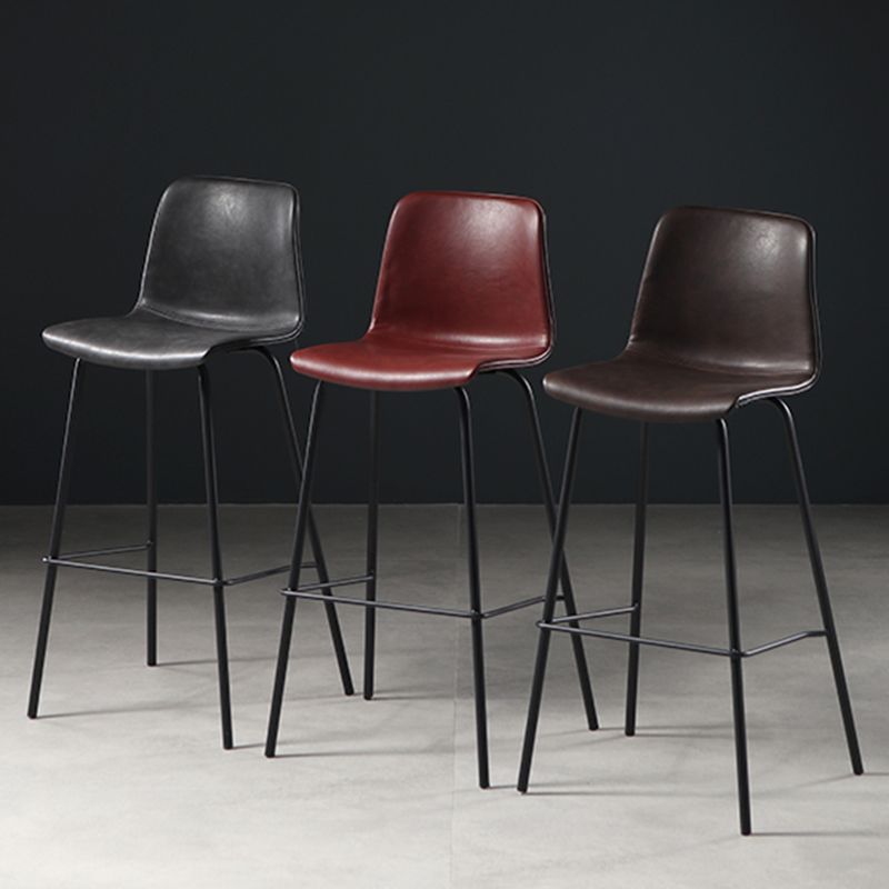 Distressed Leather Simple Barstool Nordic Indoor Tall Stool with Bucket Seat Clearhalo 'Bar Furniture' 'Bar Stools' 'bar_stools' 'furn' 'furn_bar_stools' 'furniture_bar_stools' 'Kitchen & Dining Furniture' 'kitchen&dining_furn' 'kitchen' 'kitchen_furn' Furniture' 1200x1200_57755830-ac6f-40df-b590-4f46a22102e1