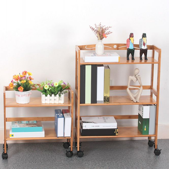 Wooden Bamboo Bookcase 9" Wide with Rectangular Shelves Bookshelf for Study Room