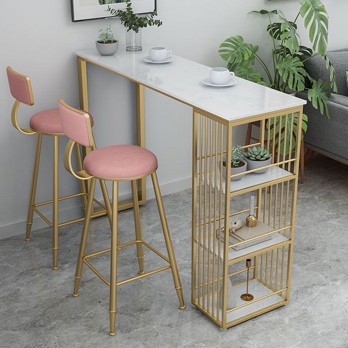 White Glam Style Bar Table in Faux Marble Living Room Bar Table Clearhalo 'Bar Furniture' 'Bar Tables' 'bar_tables' 'furn' 'furn_bar_tables' 'Furniture' 'furniture_bar_tables' 'Kitchen & Dining Furniture' 1200x1200_57767a46-ffba-4cb6-9aa9-c8ca026b9680
