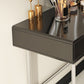 Black/White Contemporary Vanity 2 Storage Drawers with Padded Stool