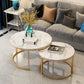 Glam Round Nesting Coffee Table with Marble Top and Metal Base