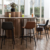 Modern Style Bar-stool Bucket Leather Seat Barstool with Footrest and Iron Legs Clearhalo 'Bar Furniture' 'Bar Stools' 'bar_stools' 'furn' 'furn_bar_stools' 'furniture_bar_stools' 'Kitchen & Dining Furniture' 'kitchen&dining_furn' 'kitchen' 'kitchen_furn' Furniture' 1200x1200_57788fab-713d-485e-9cf4-323390d4583c