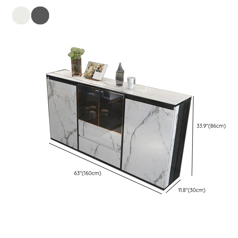 Armoires Glam Dining Buffet Portes en verre de 2 titres Buffet du buffet