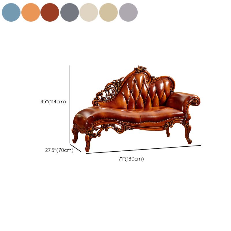 Genuine Leather Accent Chair Traditional Solid Wood Rolled Arms Chaise Clearhalo 'Chairs & Seating' 'Chaise Lounge' 'chaise_lounge' 'furn' 'furn_chaise_lounge' 'Furniture' 'Living Room Furniture' 1200x1200_577b3a52-0376-4fad-889a-3e083e0aab98