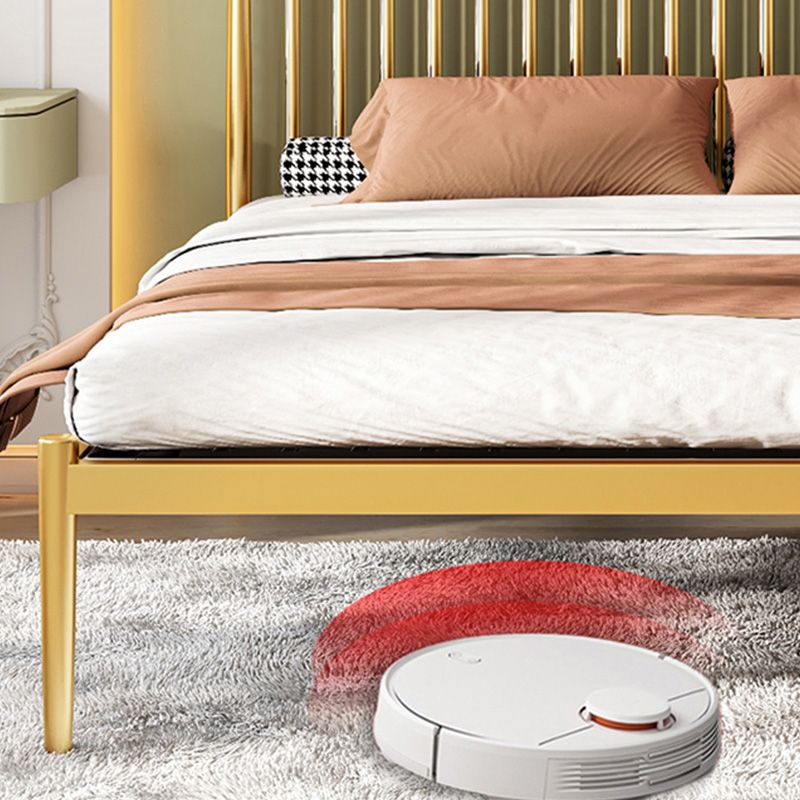 Contemporary Finish Metallic Open-Frame Bed Glam Wire-Grid Iron Bed Frame with Headboard Clearhalo 'Bedroom Furniture' 'Beds' 'furn' 'furn_beds' 'Furniture' 1200x1200_577dea1e-0f51-4a82-b62f-477ba19bf201