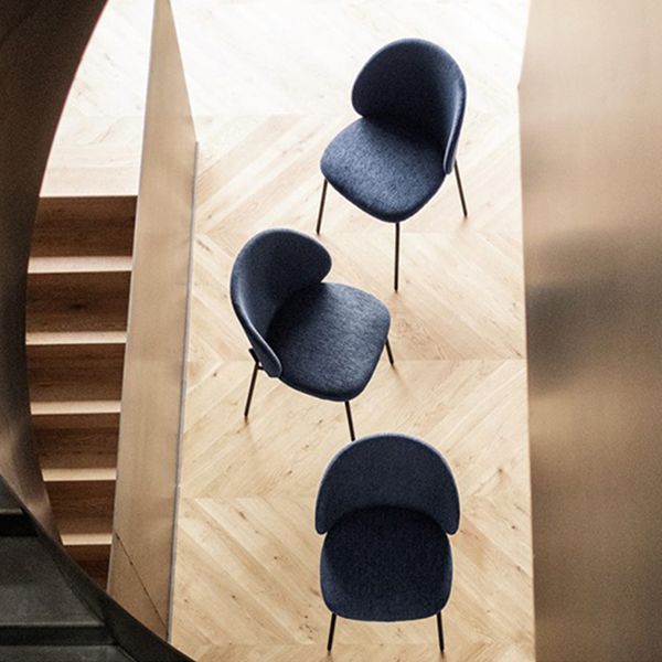 モダンアームレスダイニングチェアブラックメタルレッグホームダイニングサイドチェア