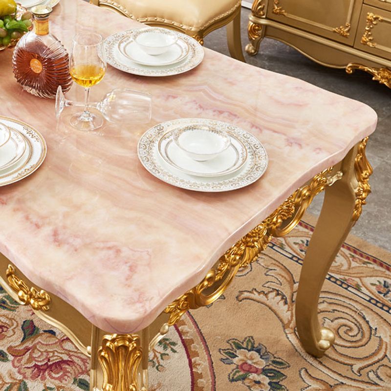 Rectangle 4 Legs Victorian Table Fixed Table with Marble Top Clearhalo 'Dining Tables & Seating' 'Dining Tables' 'dining_table' 'furn' 'furn_dining_table' 'Furniture' 'Kitchen & Dining Furniture' 1200x1200_577f5e66-82da-4204-9ab9-15d0f7d33e08