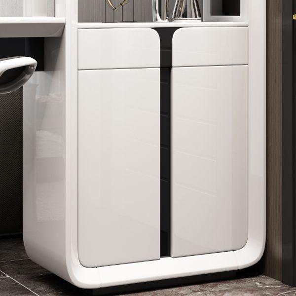 Glam White Laminate Bar Table 39.3"H Bistro Table with Wine Glass Holders, Only Table Clearhalo 'Bar Furniture' 'Bar Tables' 'bar_tables' 'furn' 'furn_bar_tables' 'Furniture' 'furniture_bar_tables' 'Kitchen & Dining Furniture' 'kitchen&dining_furn' 'kitchen' 1200x1200_57817b1a-1550-4fdc-a590-4d91f0d351e4