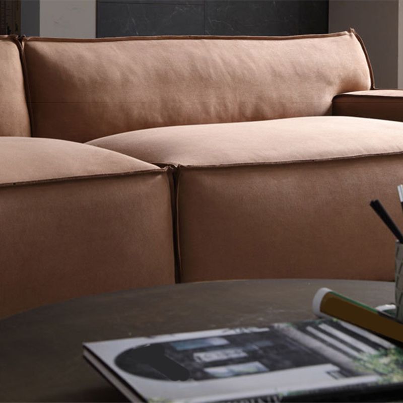 Brown Recessed Arm Sofa Contemporary 3/4-seater Suede Seating