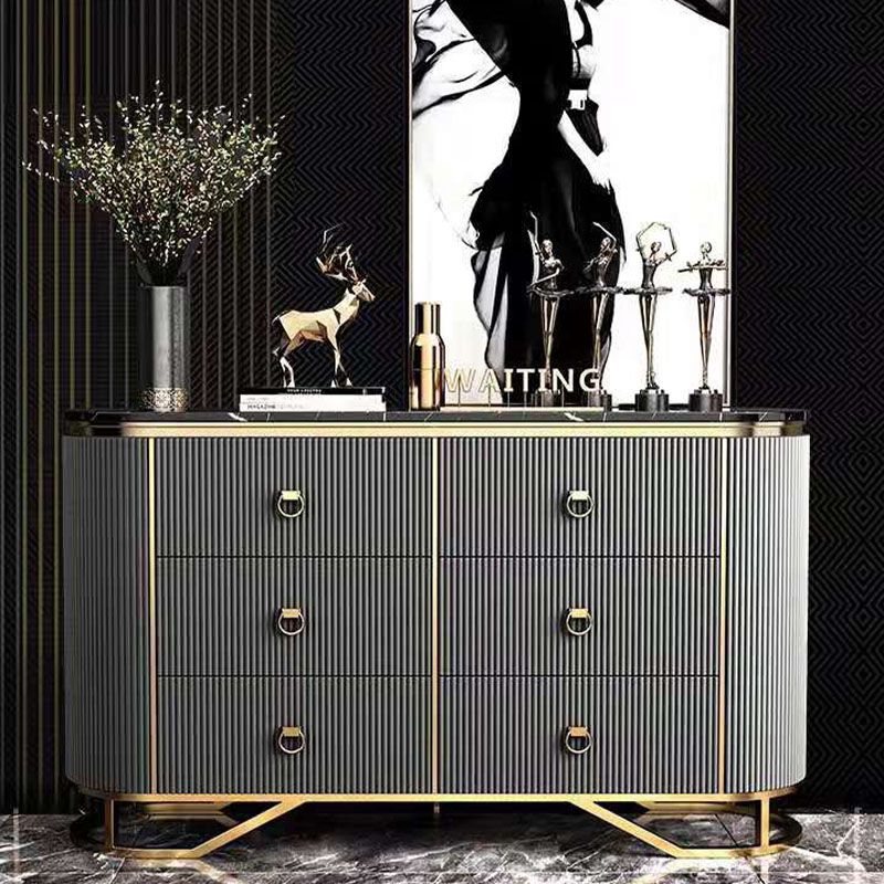 Sideboard in stile glam con tavolo da tavolo a buffet a 6 cassetti per la sala da pranzo