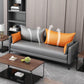 Contemporary Sofa Faux Leather Square Arm Sofa with Pillows for Apartment Clearhalo 'furn' 'furn_sofas' 'Furniture' 'Living Room Furniture' 'Sofa' 'sofas' 1200x1200_57820cc8-098e-4ebb-9cf2-16687b2794db