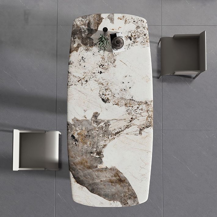 Glamourösster Set mit Lederstühlen 1/2/3 Stücke glänzender weißer Esstisch Set