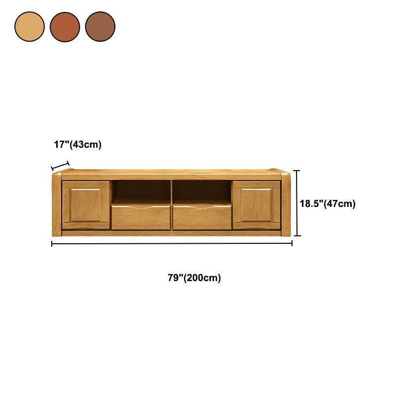 Consola de TV de almacenamiento abierta moderna soporte de televisión de madera maciza con cajones y puertas, 17 "D x 18.5" H