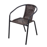 Modern Indoor-Outdoor Chair Metal Frame Stacking Dining Arm Chair