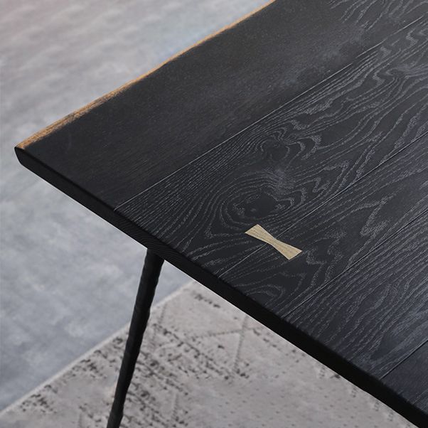 Industrial Rectangle Dining Room Table Oak Solid Wood Table with 4 Black Legs Clearhalo ' dining_table' 'Dining Tables & Seating' 'Dining Tables' 'furn' 'furn_dining_table' 'Furniture' 'furniture_dining_table' 'Kitchen & Dining Furniture' 'kitchen&dining_furn' 'kitchen' 'kitchen_dining_table' 1200x1200_57833f56-efc0-4631-90ed-4d450116ba92