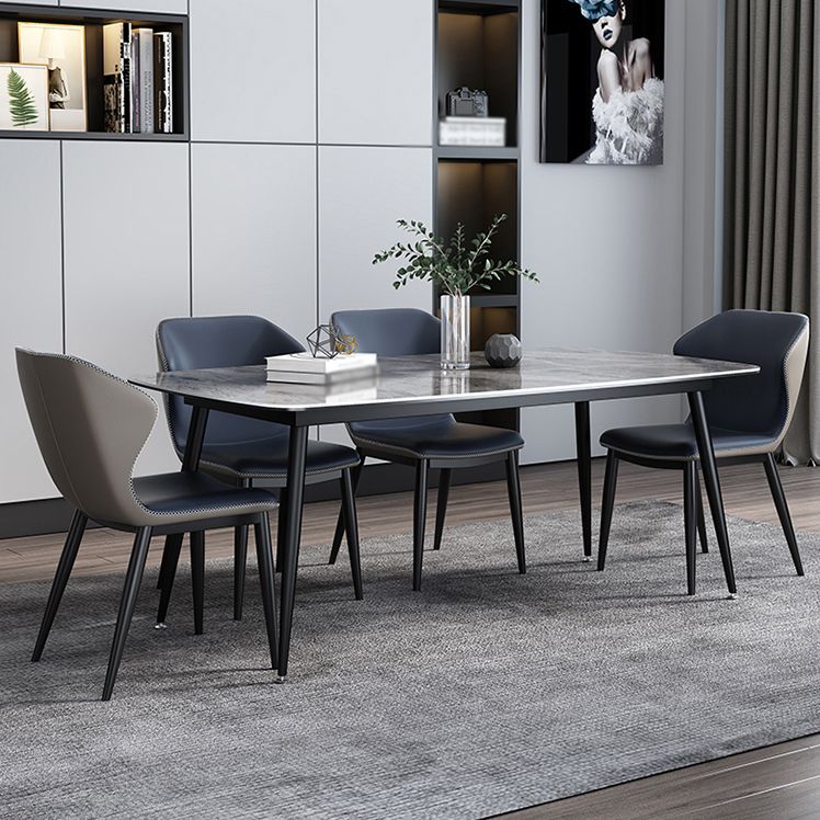 Dining Room Set Contemporary with Sintered Stone Rectangle Table and Chairs Clearhalo 'Dining Room Sets' 'Dining Tables & Seating' 'dining_room_set' 'furn' 'furn_dining_room_set' 'Furniture' 'furniture_dining_room_set' 'Kitchen & Dining Furniture' 'kitchen&dining_furn' 'kitchen' 1200x1200_578453bd-efe7-406a-9163-cd7e59aa69d4