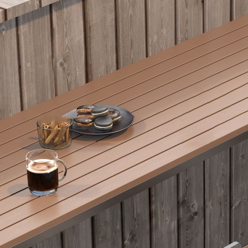 Rectangle Brown Top Bar Table Trestle Base Dining Table for Coffee Room Clearhalo 'Bar Furniture' 'Bar Tables' 'bar_tables' 'furn' 'furn_bar_tables' 'Furniture' 'Kitchen & Dining Furniture' 1200x1200_5784df0d-768a-4c9c-829e-a1a639cc0301
