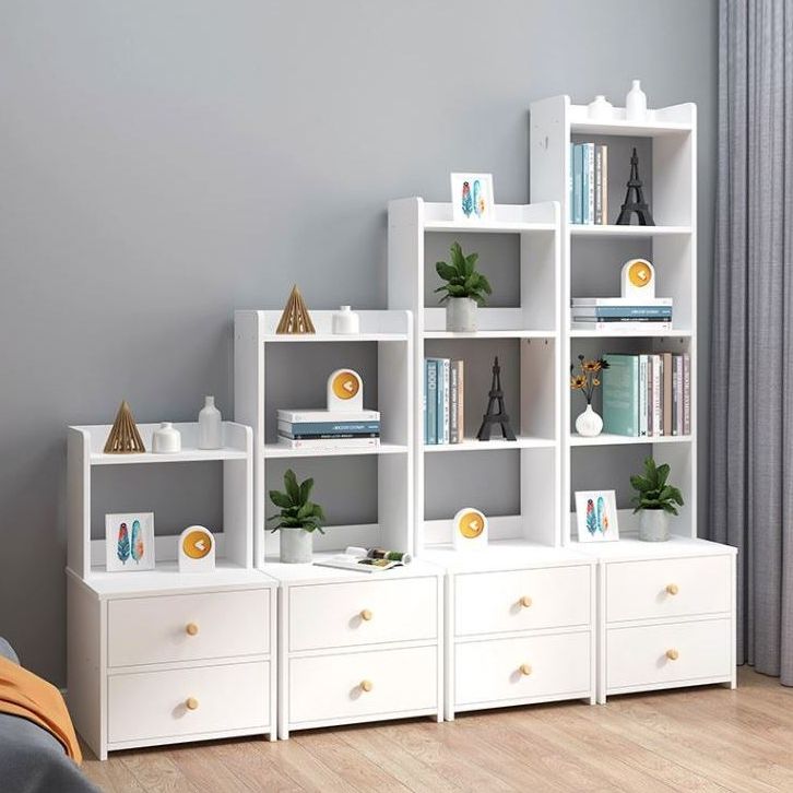 Engineered Wood Bookshelf Open Back Contemporary Bookcase for Home