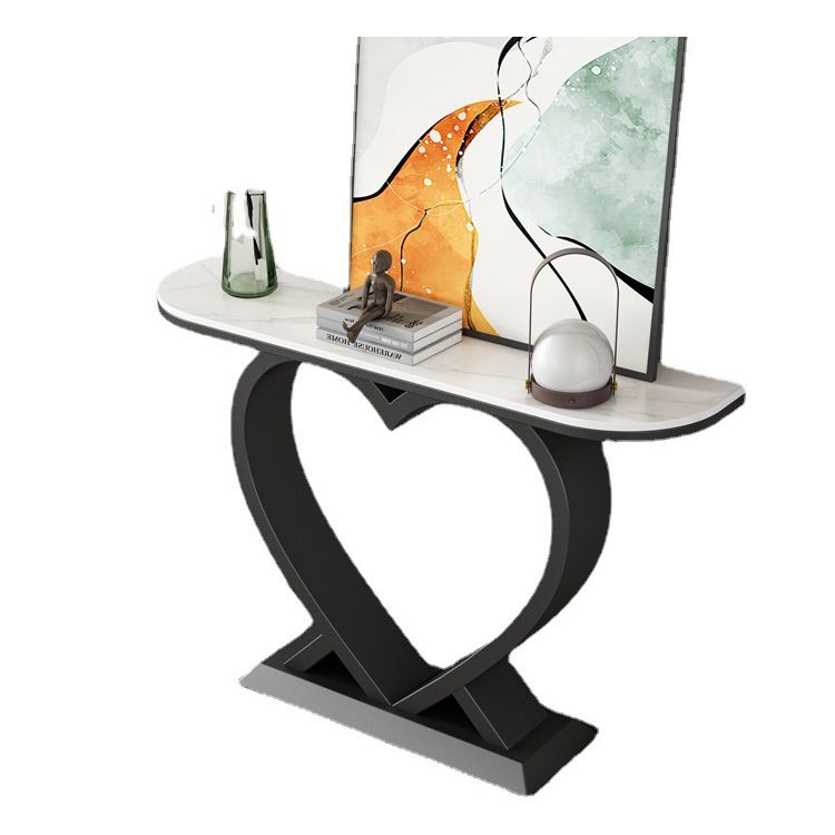 Tavolo accento in pietra glam tavolo da divano di divano di mezzo luna per sala