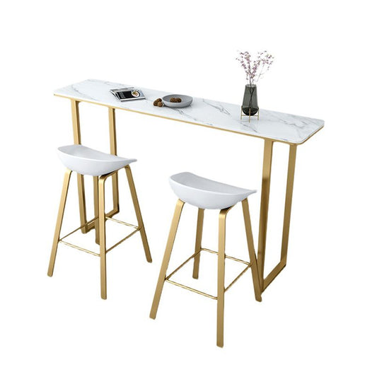 Tavolo da bar in pietra rettangolare tavolo da bistrot contemporaneo con base metallica