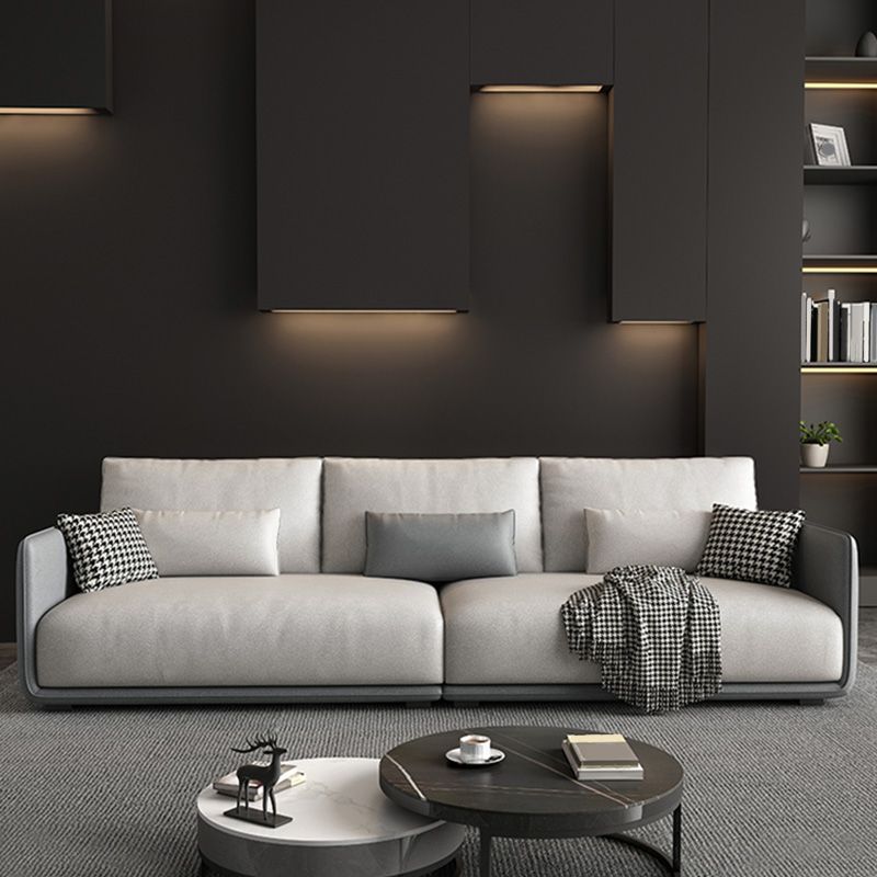 Modern Cream Faux Leather Straight Arm Sofa/Sectionals with water proof for Living Room