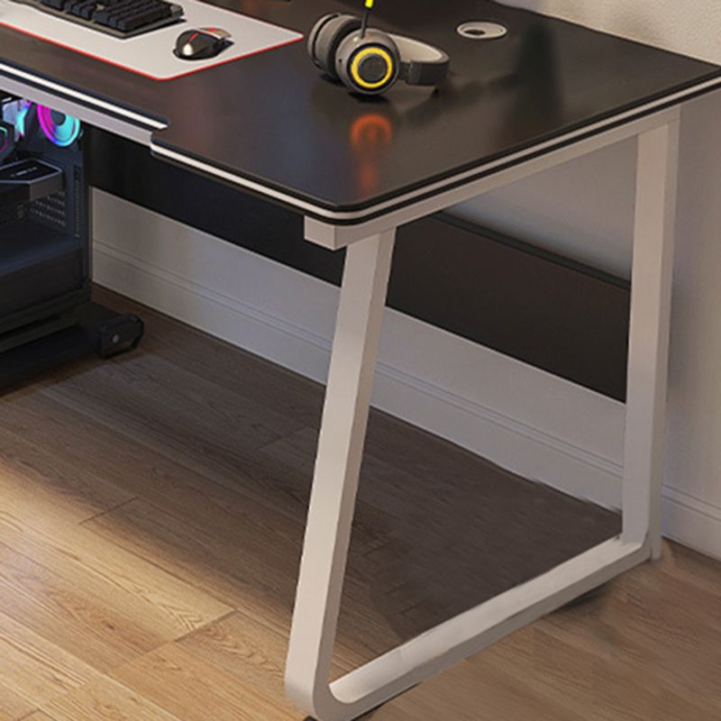 Contemporary Computer Desk Antique Finish Wooden Office Desk with Metal Legs Clearhalo 'furn' 'furn_office_desk' 'Furniture' 'Office Desks' 'Office Furniture' 'office_desk' 1200x1200_578b2caa-f742-4deb-97c1-f93371a9a452