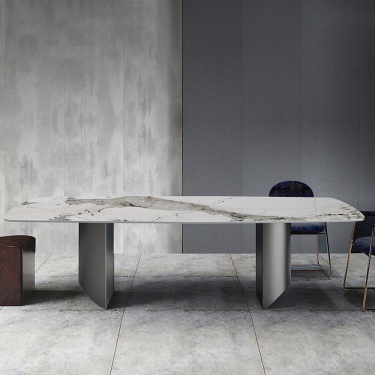 Industrial Standard Rectangle Shape Table Gray Sintered Stone Dining Table for Kitchen Clearhalo ' dining_table' 'Dining Tables & Seating' 'Dining Tables' 'furn' 'furn_dining_table' 'Furniture' 'furniture_dining_table' 'Kitchen & Dining Furniture' 'kitchen&dining_furn' 'kitchen' 'kitchen_dining_table' 1200x1200_578c1b10-9be2-4d64-b537-6ea80a32ec66