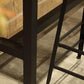 Bartafel met houten blad, moderne eettafel met metalen onderstel voor koffiekamer