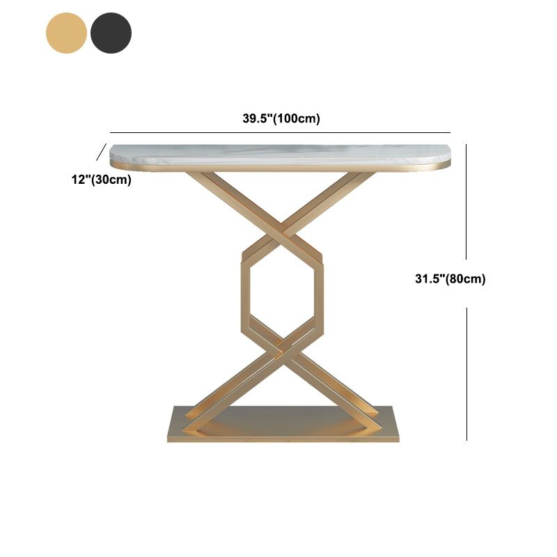 Tavolo console di marmo glam resistente alla mezza luna resistente a 12 "W tavolo accento per Hall
