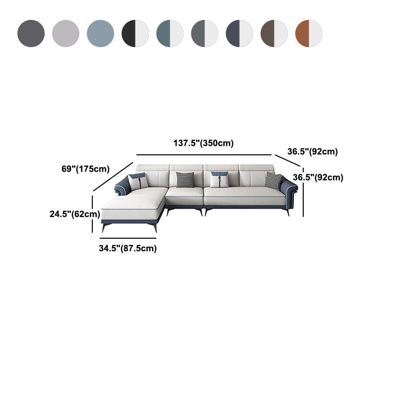 Faux Leather 4-Seater Sectional with Flared Arms and Storage for Living Room Clearhalo 'furn' 'furn_sectionals' 'Furniture' 'Living Room Furniture' 'Sectionals' 1200x1200_578e79b4-1a01-4116-945d-ed55313c9729
