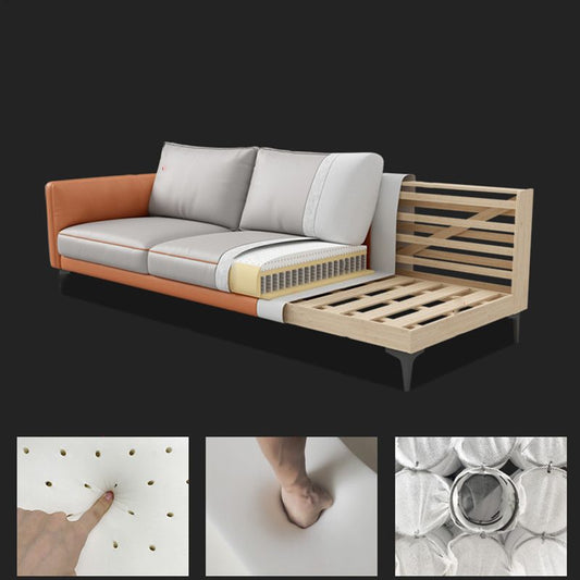 Divano di divano posteriore contemporaneo in fux standard con cuscini