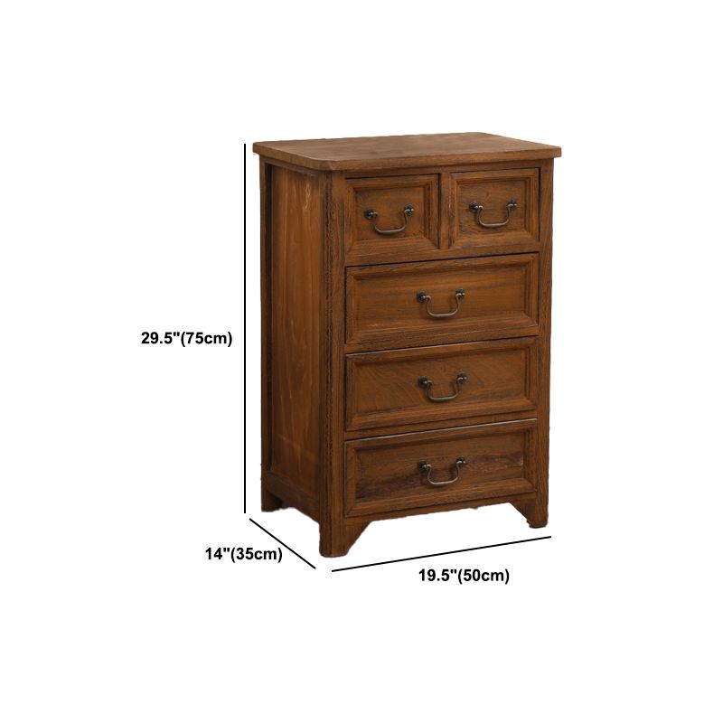 Mid-Century Modern Rectangle Brown Standard with Drawer Drop Handles Chest