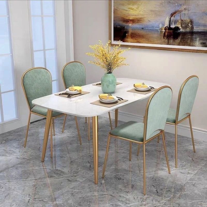 Mesa de comedor de lujo para comedor, cocina, mesa de comedor de piedra de 4 patas