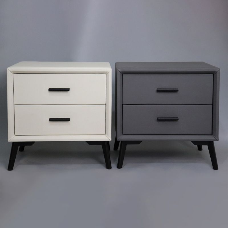 Two Drawer Solid Color Wood Nightstand 19.2"Tall Night Table Clearhalo 'Bedroom Furniture' 'furn' 'furn_night_stand' 'Furniture' 'night_stand' 'Nightstands' 1200x1200_57918b75-b606-4555-b029-d79439030d17