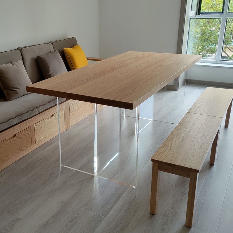 Rectangle Solid Wood Brown Tone Dining Table Simplicity Double Pedestal Table for Dining Room Clearhalo ' dining_table' 'Dining Tables & Seating' 'Dining Tables' 'furn' 'furn_dining_table' 'Furniture' 'furniture_dining_table' 'Kitchen & Dining Furniture' 'kitchen&dining_furn' 'kitchen' 'kitchen_dining_table' 1200x1200_5792a007-9645-4e47-accb-e54b11780e8b
