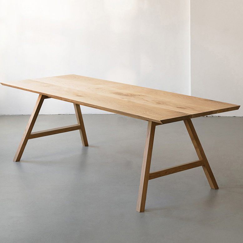 Contemporary Rectangle Dining Table Pine Solid Wood Table with Double Pedestal Clearhalo ' dining_table' 'Dining Tables & Seating' 'Dining Tables' 'Furniture' 'furniture_dining_table' 'Kitchen & Dining Furniture' 'kitchen&dining_furn' 'kitchen' 'kitchen_dining_table' 1200x1200_57939b07-4343-448c-9372-26d142b18448