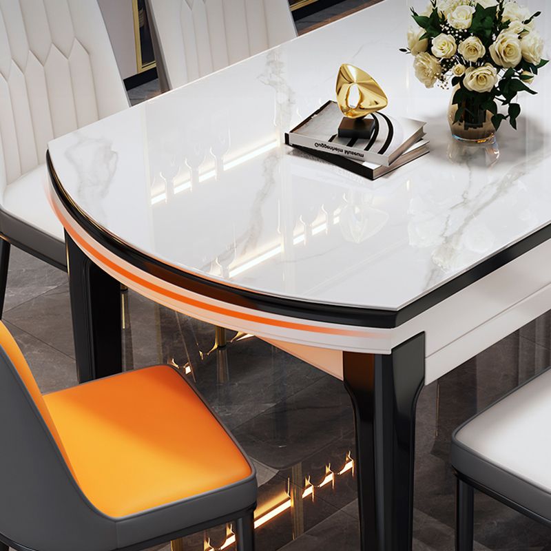 Glossy White Dinette Table with Wooden Legs Contemporary Foldable Dining Table for Home Clearhalo 'Dining Tables & Seating' 'Dining Tables' 'dining_table' 'furn' 'furn_dining_table' 'Furniture' 'Kitchen & Dining Furniture' 1200x1200_57966ac7-6797-4e25-a02e-19c919e87e5a