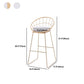 Modern Armless Counter Stool Iron Dining Room Bar Stool with Seat and Pedal