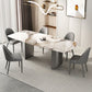 Luxury Double Pedestal Dining Table Sintered Stone Fixed Home Desk
