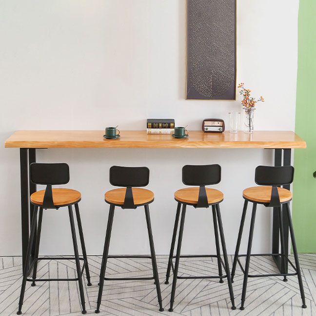 Natural Wooden Top Cocktail Bar Table Sled Modern Bistro Accent Dining Table Clearhalo 'Bar Furniture' 'Bar Tables' 'bar_tables' 'furn' 'furn_bar_tables' 'Furniture' 'Kitchen & Dining Furniture' 1200x1200_5799db19-c043-490d-bcb5-aa2999049d99