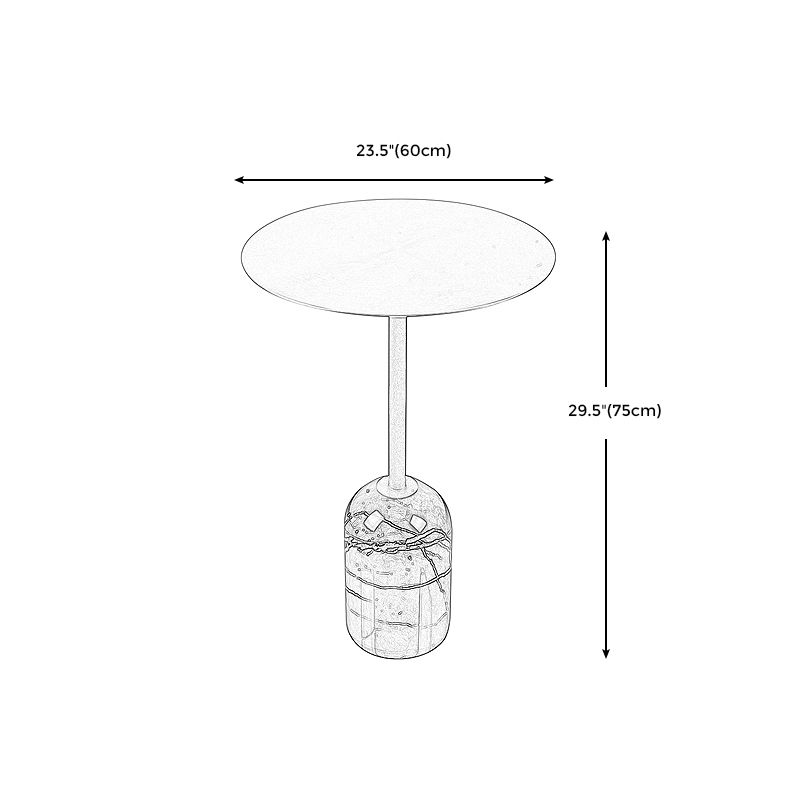 23.6/29.5"H Modern Single Leg Marble Base Metal Solid Color Round Top Coffee Table