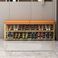 Glam Entryway Bench Cushioned Metal Seating Bench with Shoe Storage , 8" W