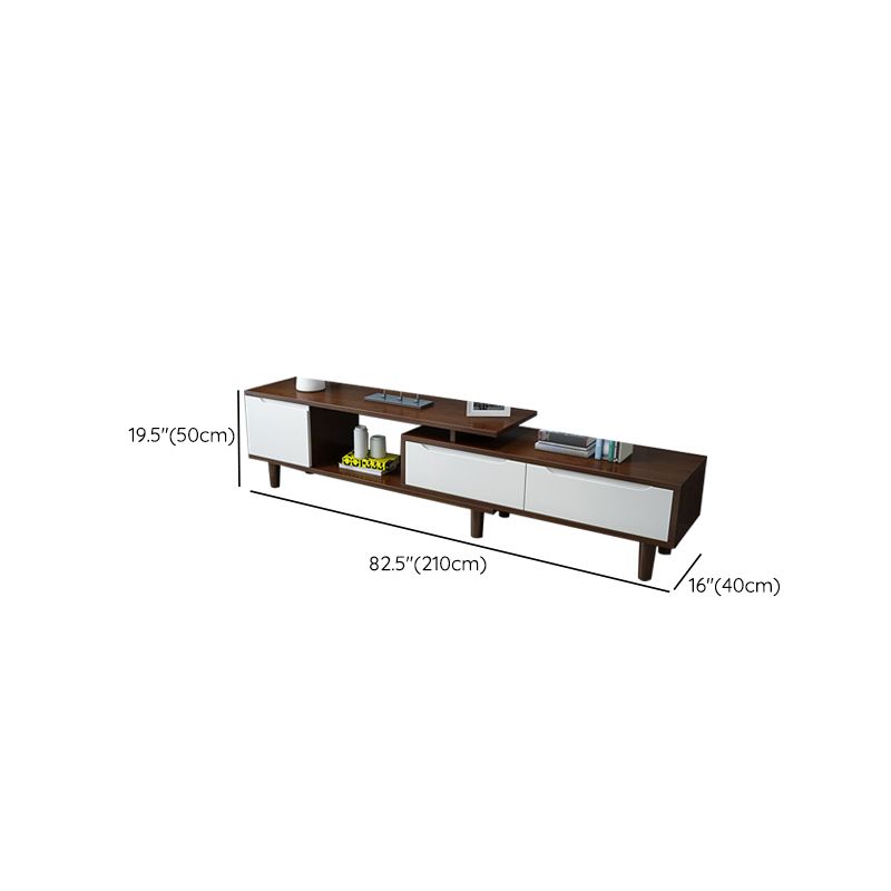 Console multimediale moderna Console TV in legno di gomma con 2 cassetti e ante