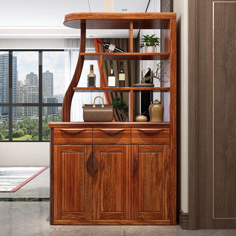 Solid Wood Cabinet in Brown 78.74" Tall Accent Cabinet with Drawers and Shelves Clearhalo 'Cabinets & Chests' 'cabinets_chests' 'furn' 'furn_cabinets_chests' 'Furniture' 'Living Room Furniture' 1200x1200_57a2cabc-6e07-47fc-ad07-51d1913701a1