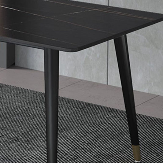 Rectangle Dining Table Stone Top Dining Table with Iron Base