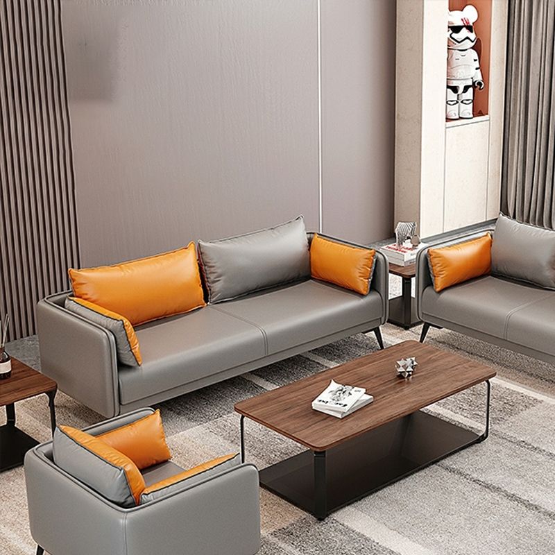 24,8 "Hochglamsofa Kunstleder/echter Ledertuxedo -Armsofa mit Kissen