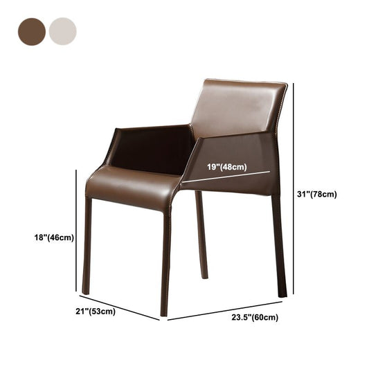 Faux Leather Contemporary Side Chair Matte Finish Solid Back Dining Chair