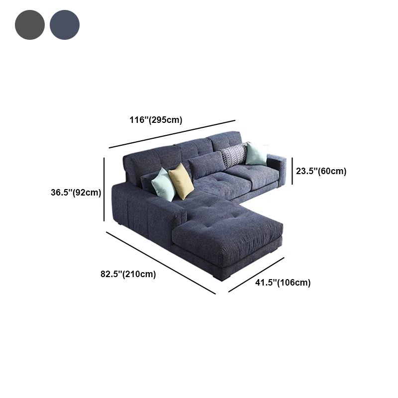 34.2"H Modern Cotton Blend Square Arm Sofa & Chaise for Living Room