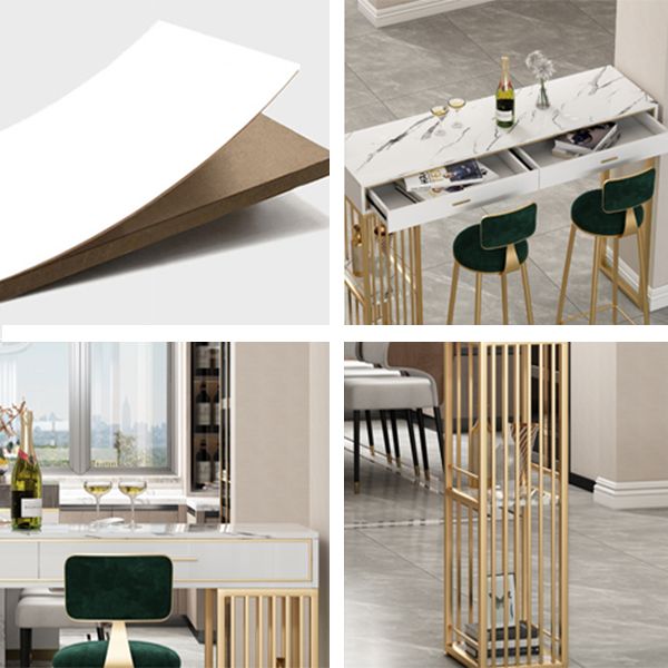 Nordic Style Storage Bar Table Stone Top Pub Table with 2 Drawers, Only Table Clearhalo 'Bar Furniture' 'Bar Tables' 'bar_tables' 'furn' 'furn_bar_tables' 'Furniture' 'furniture_bar_tables' 'Kitchen & Dining Furniture' 1200x1200_57a84251-b73e-4896-a65b-cbcde1451759