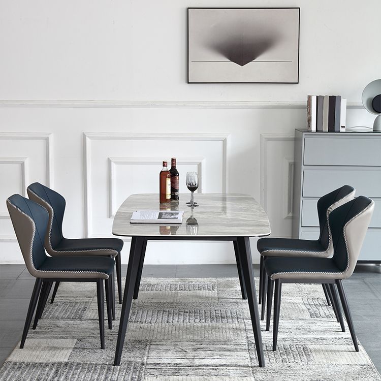 Modern Rectangle Dinette Set 1/2/5/7 Pieces Grey Sintered Stone Top Dining Table Set Clearhalo 'Dining Room Sets' 'Dining Tables & Seating' 'dining_room_set' 'furn' 'furn_dining_room_set' 'Furniture' 'furniture_dining_room_set' 'Kitchen & Dining Furniture' 1200x1200_57a97b49-3a89-40ab-858a-8fd6c5d0d766